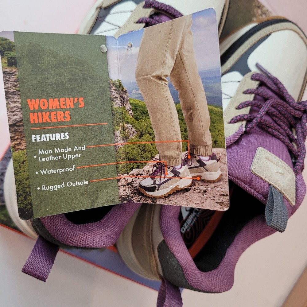 Ozark Trail Hiking Shoes Womens 7 Waterproof Low Top Beige Purple WMOT25GX001 - Picture 7 of 9